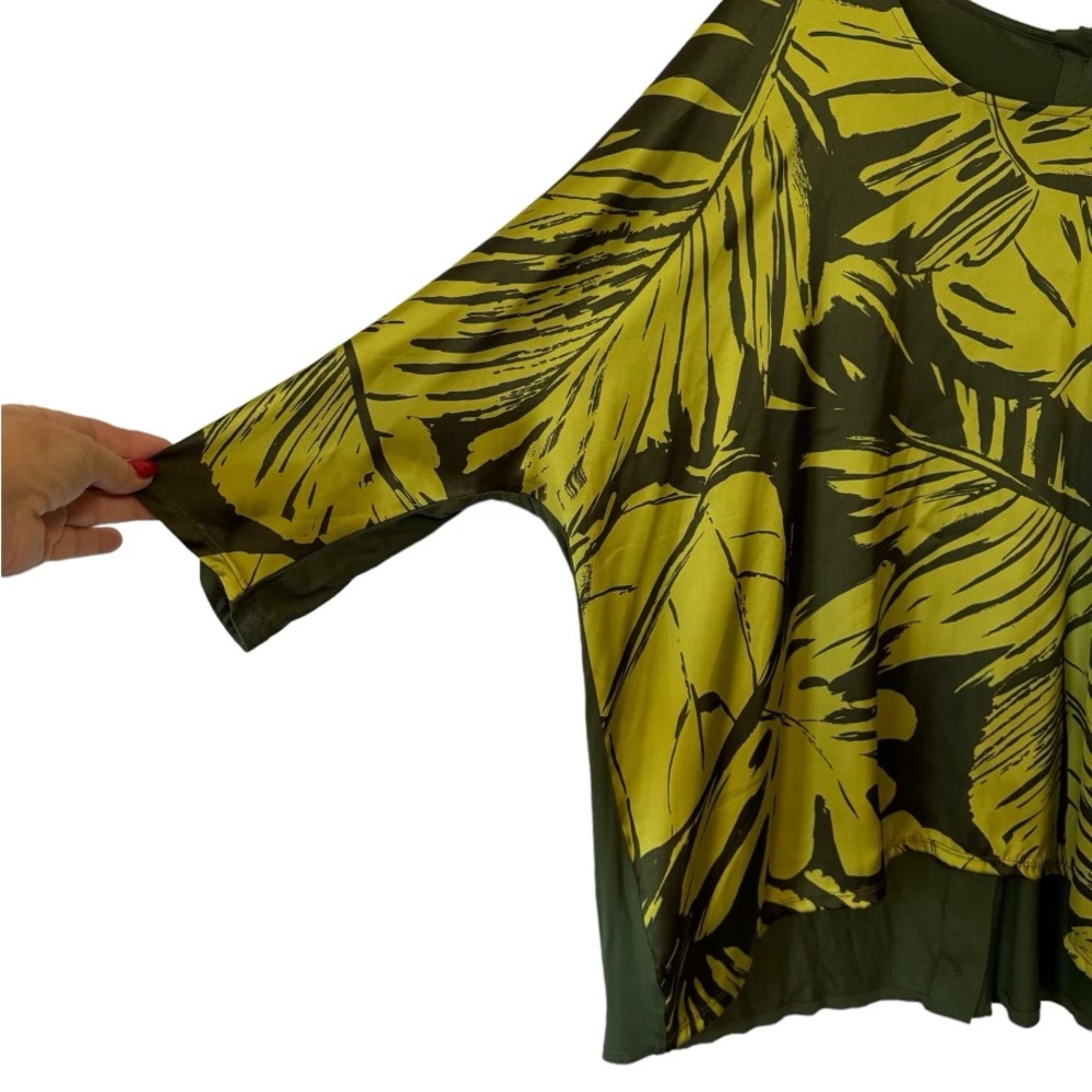 COLDWATER CREEK TROPICAL PRINT FRONT/SOLID BACK TOP 1X/18 #E - Picture 2 of 8